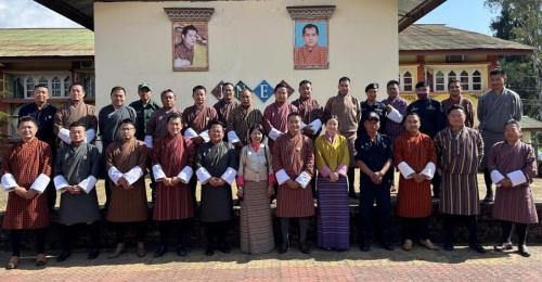 Group photo of the participants in the presence of President of JNEC, Dewathang